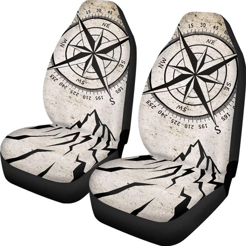 Howilath Direction Indicator Print Car Seat Cover Set of 2 Interior Accessories, Washable Front Seat Cushion Protectors Fit SUV Sedan Van - Image 2